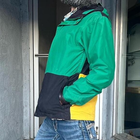 Vintage Y2K Bonfire Snowboard Jacket Men’s Medium Green Black 10K Waterproof - Picture 3 of 8
